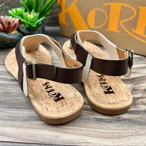 NIB Korks by Kork Ease Skylar Flat Toe Post Thong Sandal Dark Brown PU - Picture 7 of 12